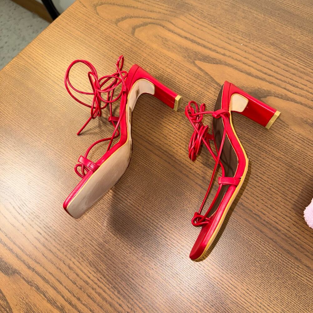 ALOHAS Red Lace-Up Strappy Heels – Size 37 Brand New - Picture 4 of 6